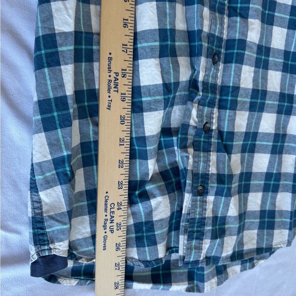 Marine Layer Tahoe Flannel Shirt Men Large Blue Green plaid button down cotton - Picture 7 of 8